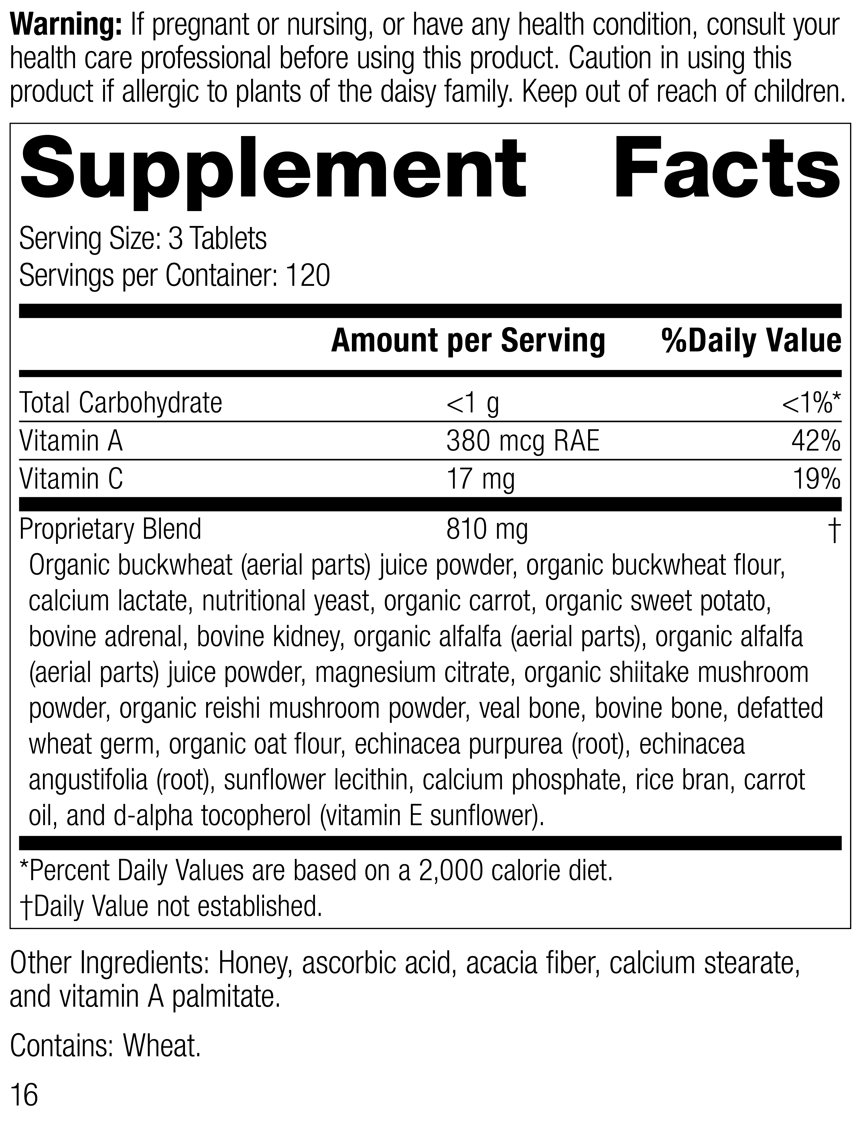 Cataplex® A-C-P, 360 Tablets Cataplex® A-C-P, 360 Tablets, Rev 14 Supplement Facts