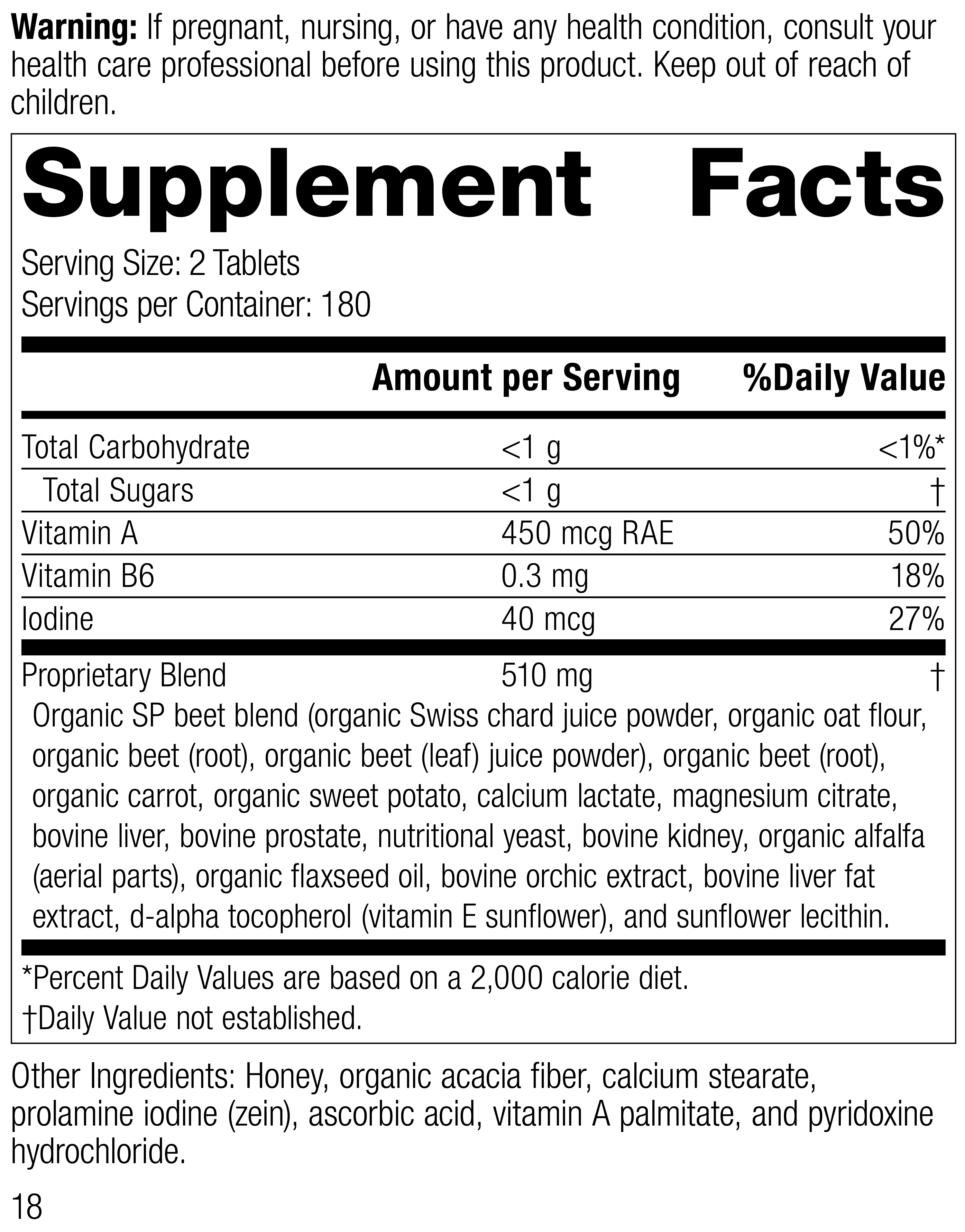 A-F Betafood®, 360 Tablets A-F Betafood®, 360 Tablets, Rev 16 Supplement Facts