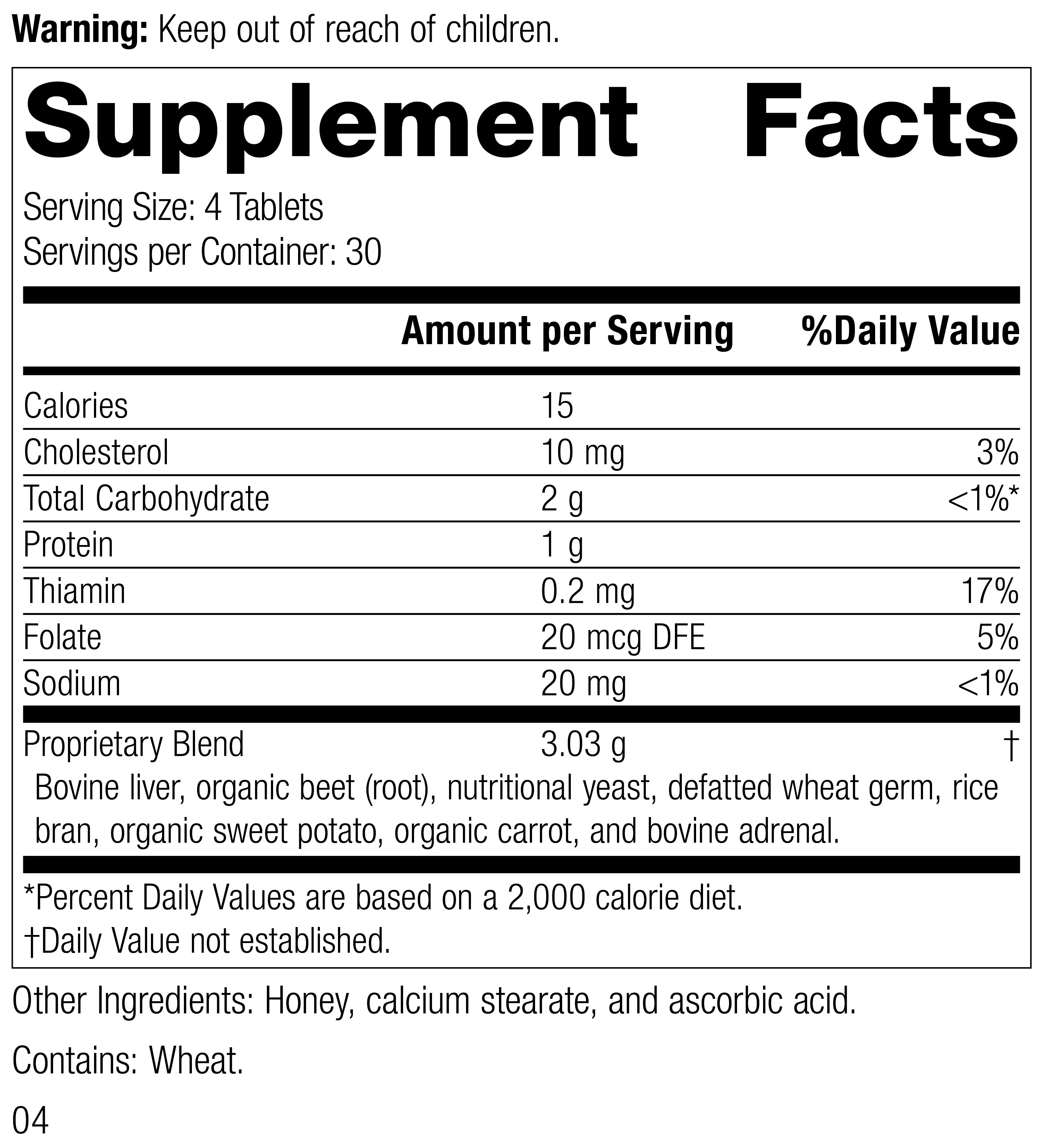 Cataplex® B-Core, 120 Tablets Cataplex® B-Core 120 Tablets Rev 04 Supplement Facts