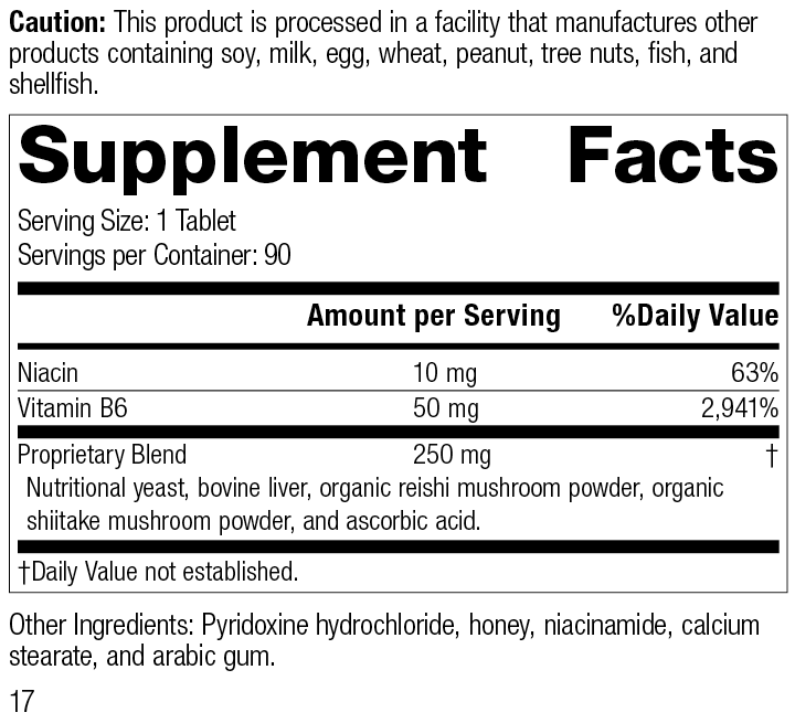B6-Niacinamide, 90 Tablets B6-Niacinamide, 90 Tablets, Rev 17 Supplement Facts
