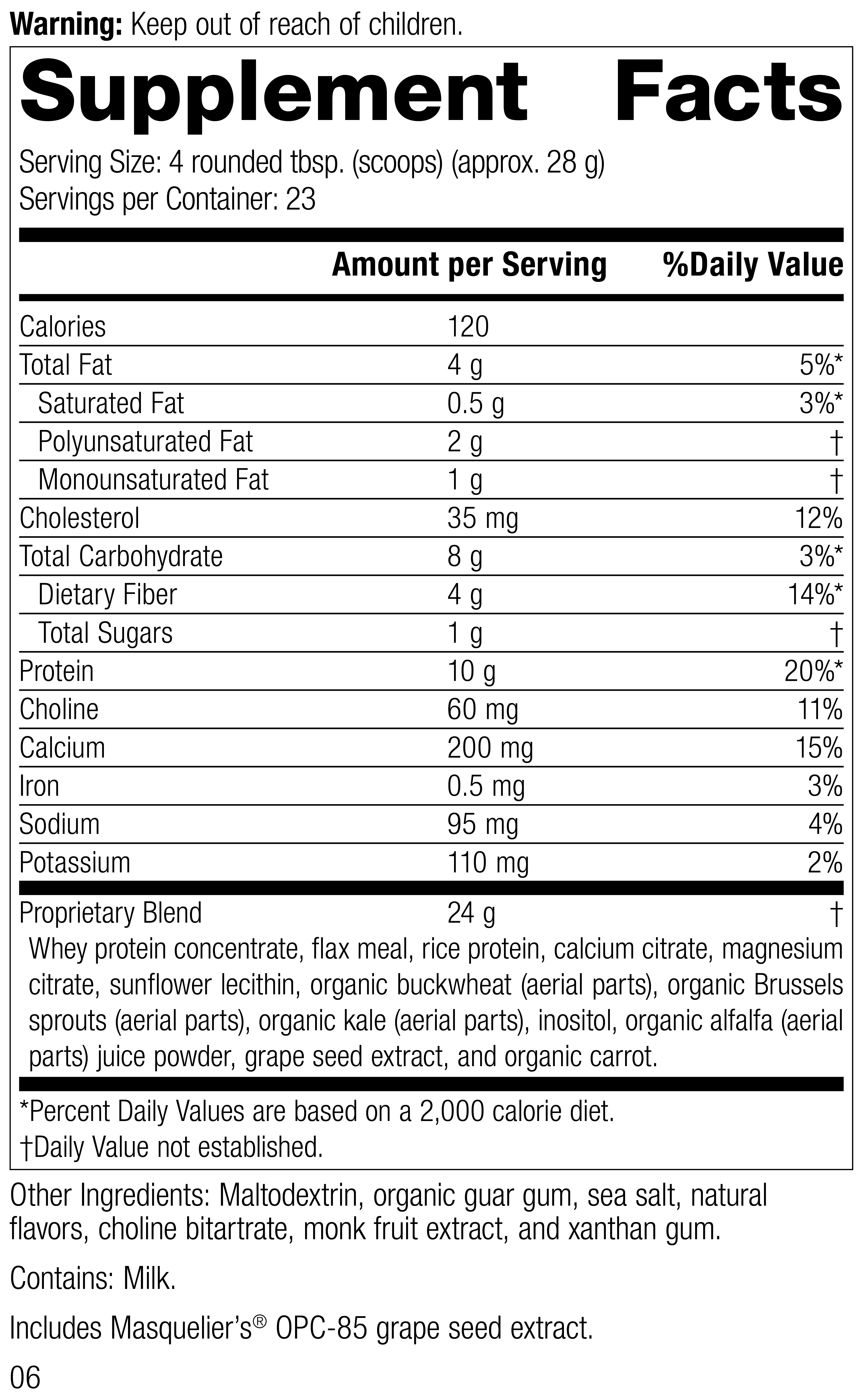 SP Complete® Vanilla, 23 oz (652 g) SP Complete® Vanilla, 23 oz., Supplement Facts