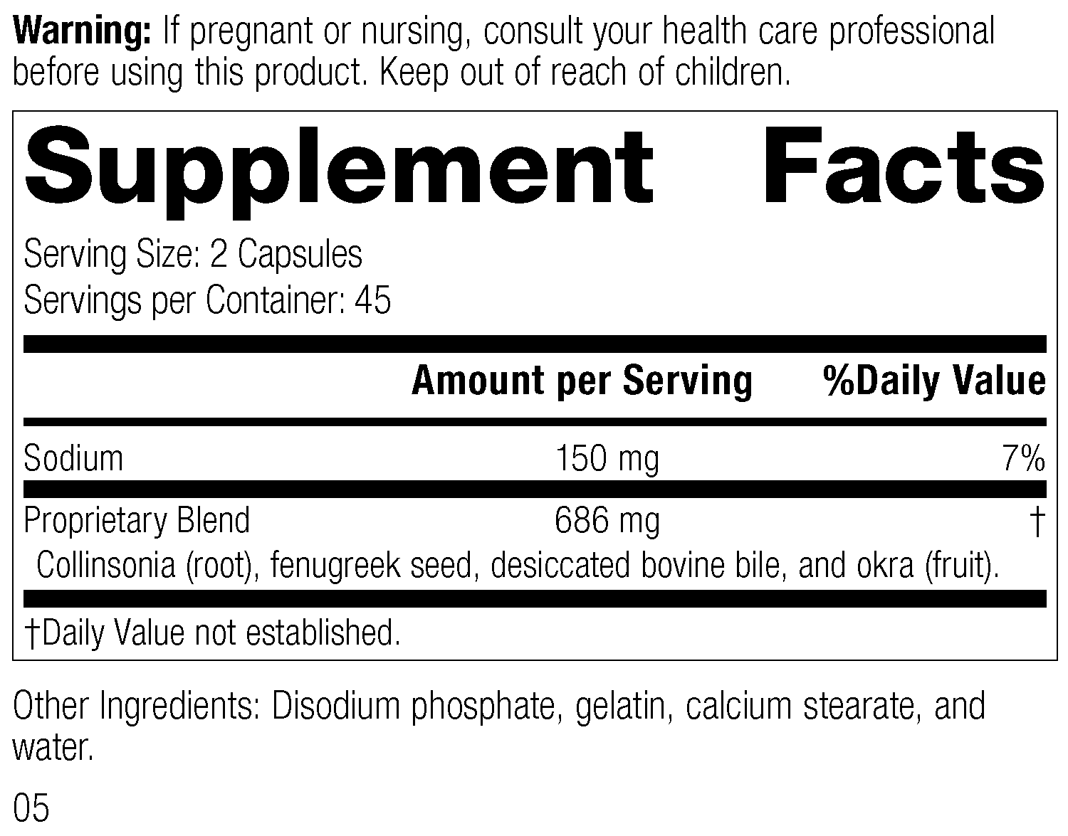 Fen-Cho®, 90 Capsules Fen-Cho®, 90 Capsules, Rev 05 Supplement Facts