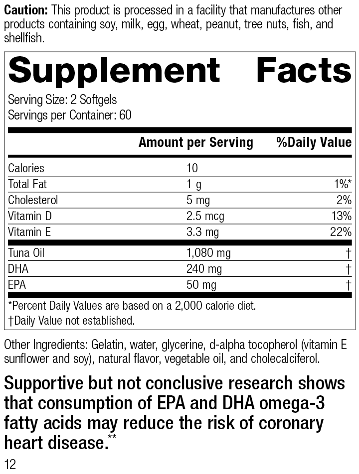 Tuna Omega-3 Chewable, 120 Softgels Tuna Omega-3 Chewable, 120 Softgels, Rev 12 Supplement Facts