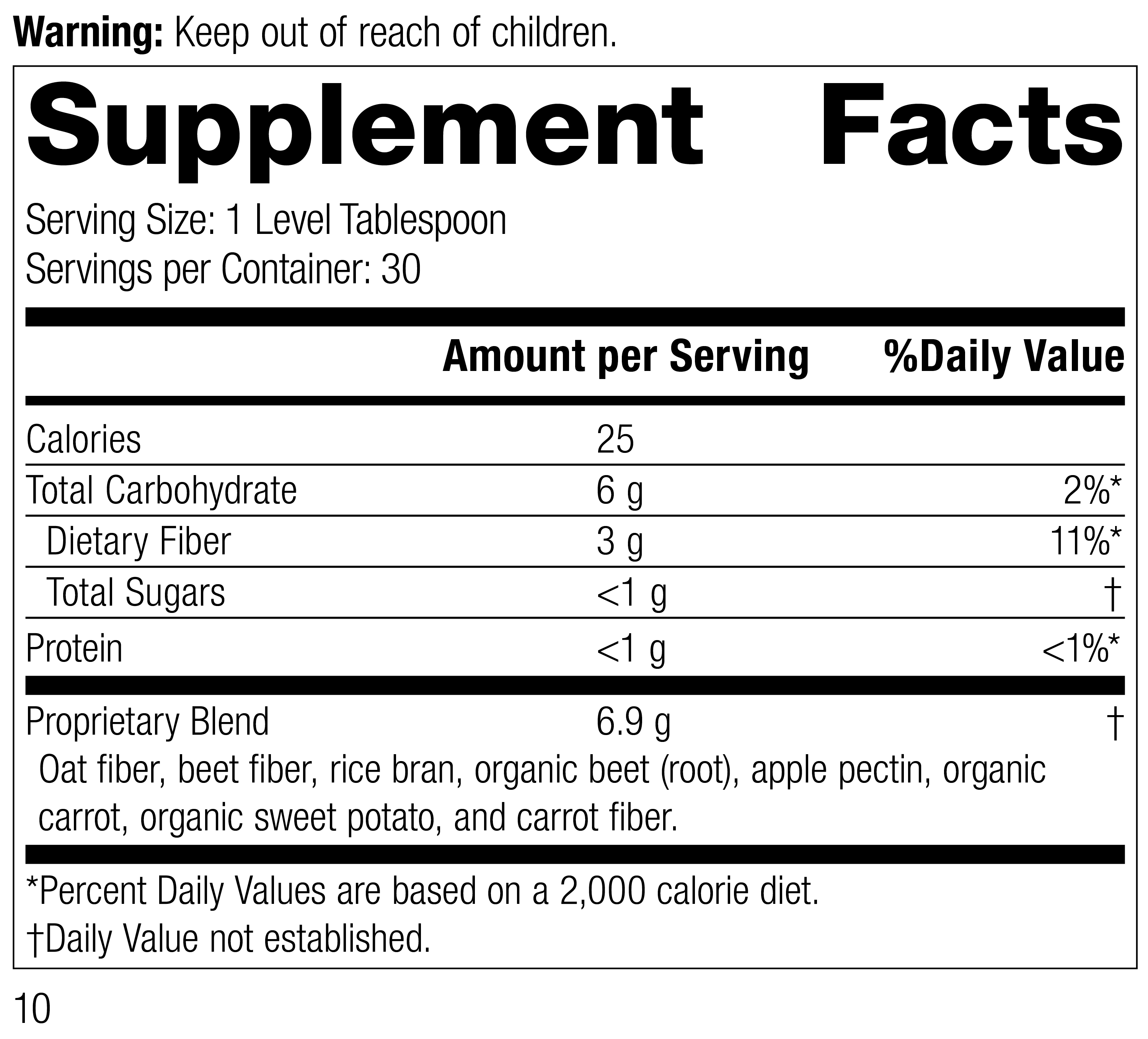 Whole Food Fiber, 7 oz (200 g) 8335 Whole Food Fiber R09 Supplement Facts