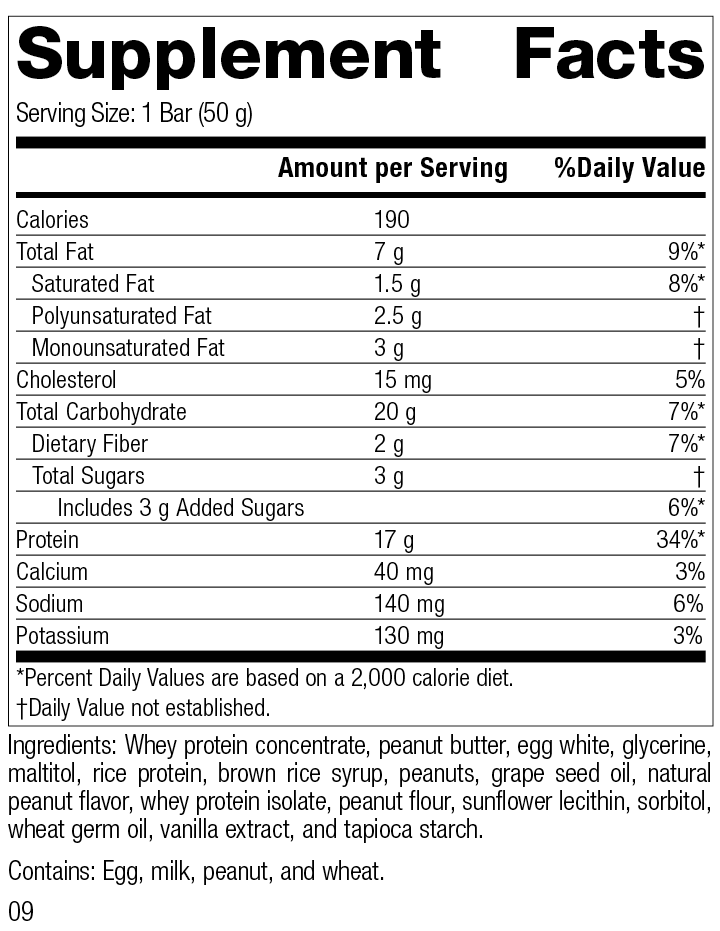 StandardBar®-Peanut Butter, 18 1.75 oz. (50 g) Bars StandardBar®-Peanut Butter, rev9