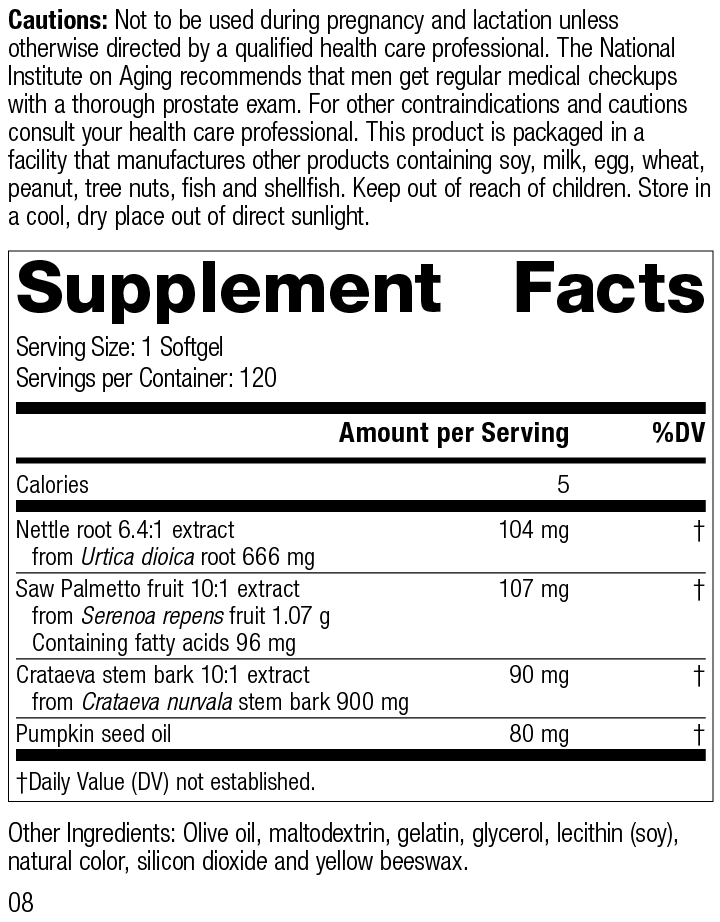 ProstaCo, 120 Softgels ProstaCo, 120 Capsules, Rev 08 Supplement Facts
