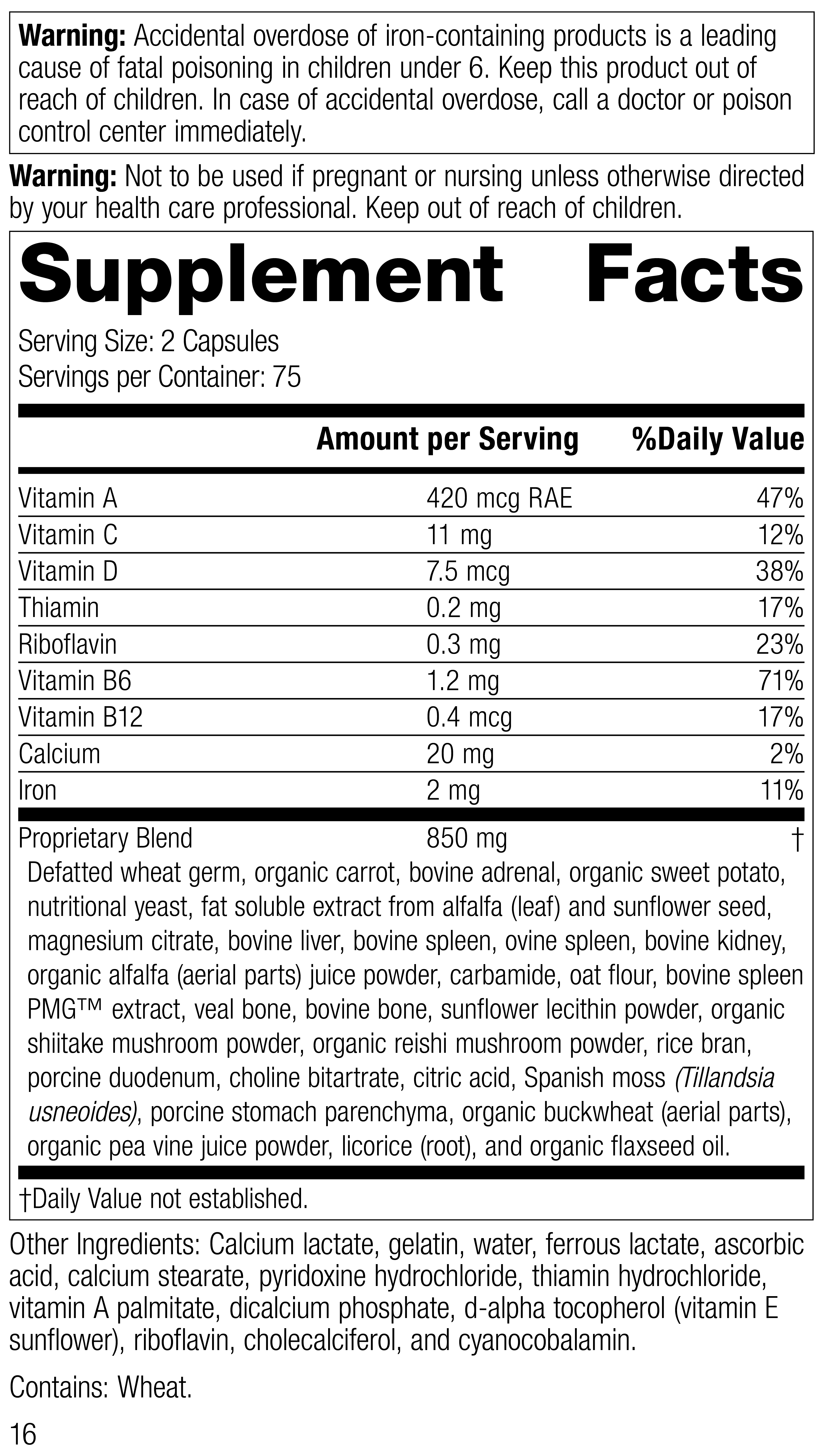 4030 Catalyn with Iron R15 Supplement Facts