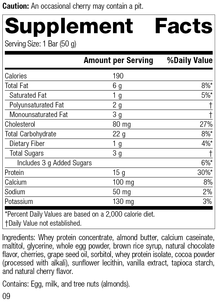 StandardBar®-Cocoa Cherry, Rev 07 Supplement Facts