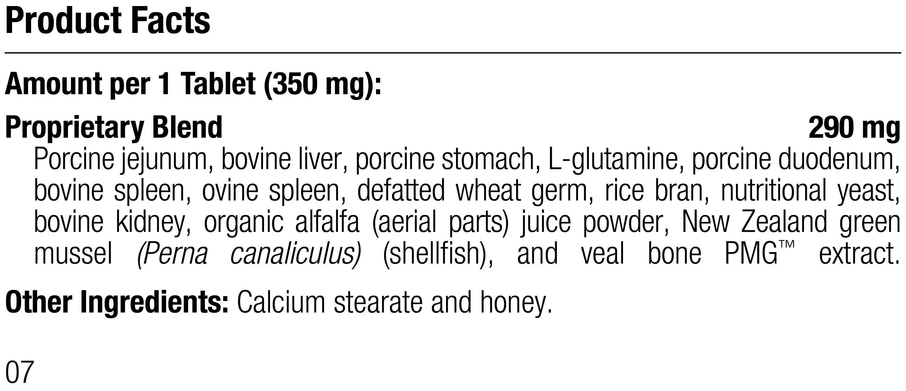 supplement fact label